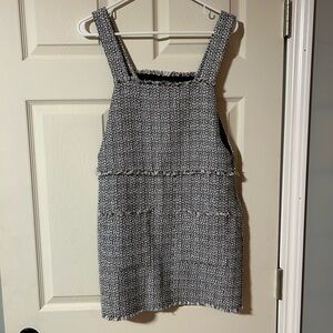 Forever 21 Black and White Textured Mini Overall Dress